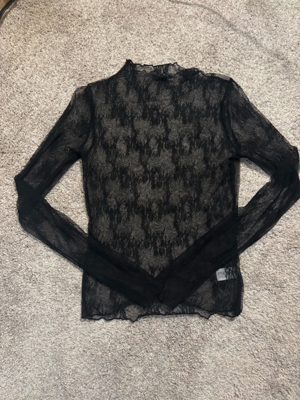 Wild Fable Black Sheer Lace Long Sleeve Top XS Goth Y2K Mesh